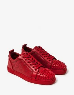 Christian Louboutin Louis Junior Spikes Techno CL Red Trainers New Arrivals