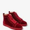 Christian Louboutin Louis Orlato Red Velvet High Top Trainers