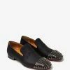 Christian Louboutin Navy Spooky Flat Jacquard Gaufrette Black Loafers