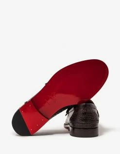 Christian Louboutin New Arrivals No Penny Mini-Croc Brown Loafers