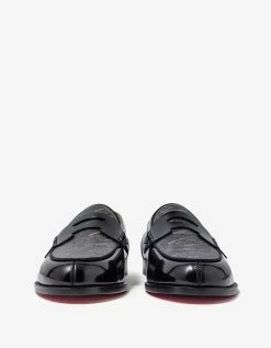 Hot Sale ๐ Christian Louboutin No Penny Toile Mono CL Black Loafers ๐ 14 Christian Louboutin No Penny Toile Mono CL Black Loafers