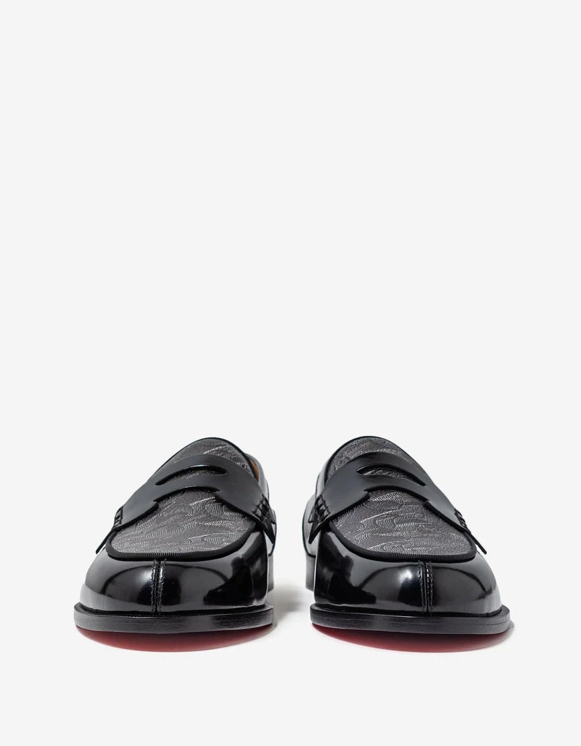 Hot Sale ๐ Christian Louboutin No Penny Toile Mono CL Black Loafers ๐ 8 Christian Louboutin No Penny Toile Mono CL Black Loafers