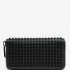 Christian Louboutin Panettone Black Grain Leather Spikes Wallet Accessories