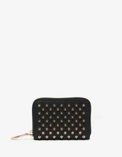 Christian Louboutin Panettone Coin Purse Black Wallet With Gold Spikes