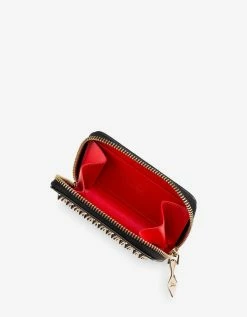 Christian Louboutin Panettone Coin Purse Black Wallet With Gold Spikes