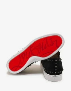 Christian Louboutin Pik Boat Flat Black Suede Mix Spikes Trainers
