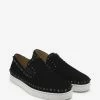 Christian Louboutin Pik Boat Flat Black Suede Mix Spikes Trainers
