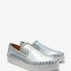 Christian Louboutin Pik Boat Silver Coated Canvas Trainers