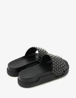 Christian Louboutin Pool Fun Black Spikes Slide Sandals
