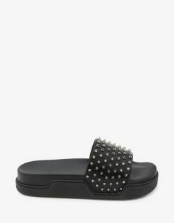 Christian Louboutin Pool Fun Black Spikes Slide Sandals