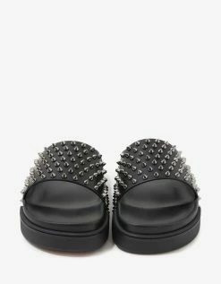 Christian Louboutin Pool Fun Black Spikes Slide Sandals