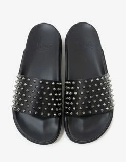 Christian Louboutin Pool Fun Black Spikes Slide Sandals