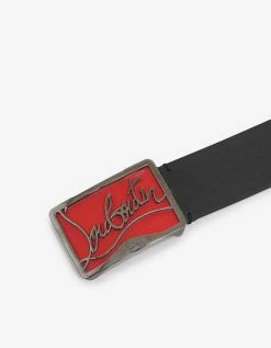 Christian Louboutin Ricky Signature Logo Buckle Black Belt Accessories