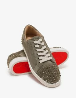 Christian Louboutin Seavaste 2 Orlato Khaki Suede Leather Trainers