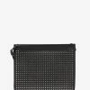 Christian Louboutin Accessories Skypouch Black Leather Bag With Silver Spikes