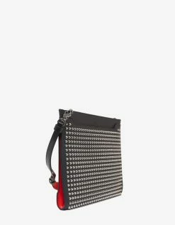Christian Louboutin Accessories Skypouch Black Leather Bag With Silver Spikes