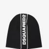 Dsquared2 Black Logo Trim Beanie Hat Accessories