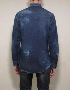 Hot Sale 🛒 Dsquared2 Clothing Distressed Denim 👕 Shirt With Badges 👍 12 Dsquared2 Clothing Distressed Denim Shirt With Badges