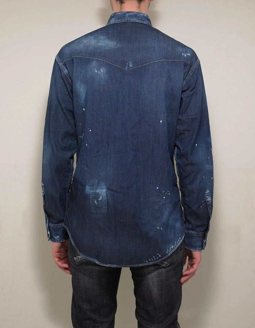 Hot Sale 🛒 Dsquared2 Clothing Distressed Denim 👕 Shirt With Badges 👍 6 Dsquared2 Clothing Distressed Denim Shirt With Badges