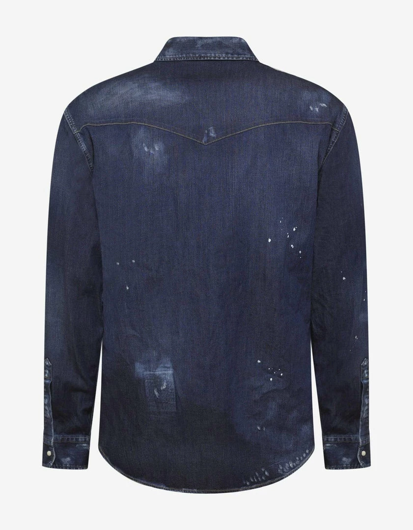 Hot Sale 🛒 Dsquared2 Clothing Distressed Denim 👕 Shirt With Badges 👍 7 Dsquared2 Clothing Distressed Denim Shirt With Badges
