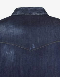 Hot Sale 🛒 Dsquared2 Clothing Distressed Denim 👕 Shirt With Badges 👍 15 Dsquared2 Clothing Distressed Denim Shirt With Badges