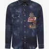 Dsquared2 Clothing Distressed Denim Shirt With Badges
