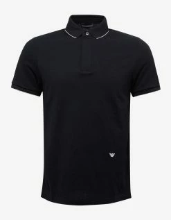 Emporio Armani Clothing Black Logo Embroidery Polo T-Shirt