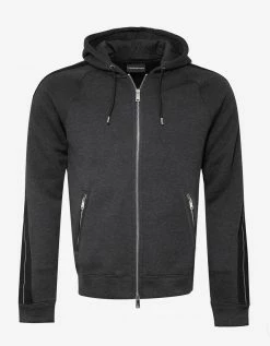 Emporio Armani Grey Grosgrain Trim Hoodie Clothing