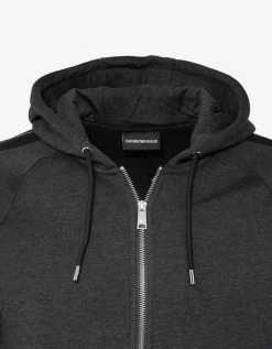 Emporio Armani Grey Grosgrain Trim Hoodie Clothing