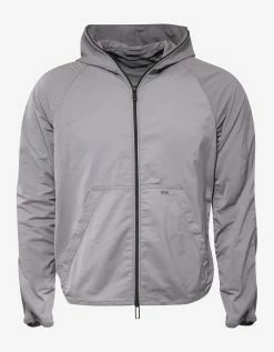 Emporio Armani Clothing Grey Hooded Jacket With Bag Attachment