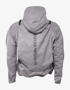 Emporio Armani Clothing Grey Hooded Jacket With Bag Attachment