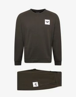 Emporio Armani Khaki Eagle Logo Patch Tracksuit