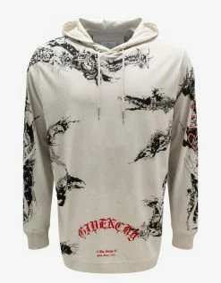 Givenchy Clothing Beige Gothic Print Oversized Hoodie