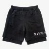 Givenchy Black Archetype Logo Destoyed Sweat Shorts Clothing