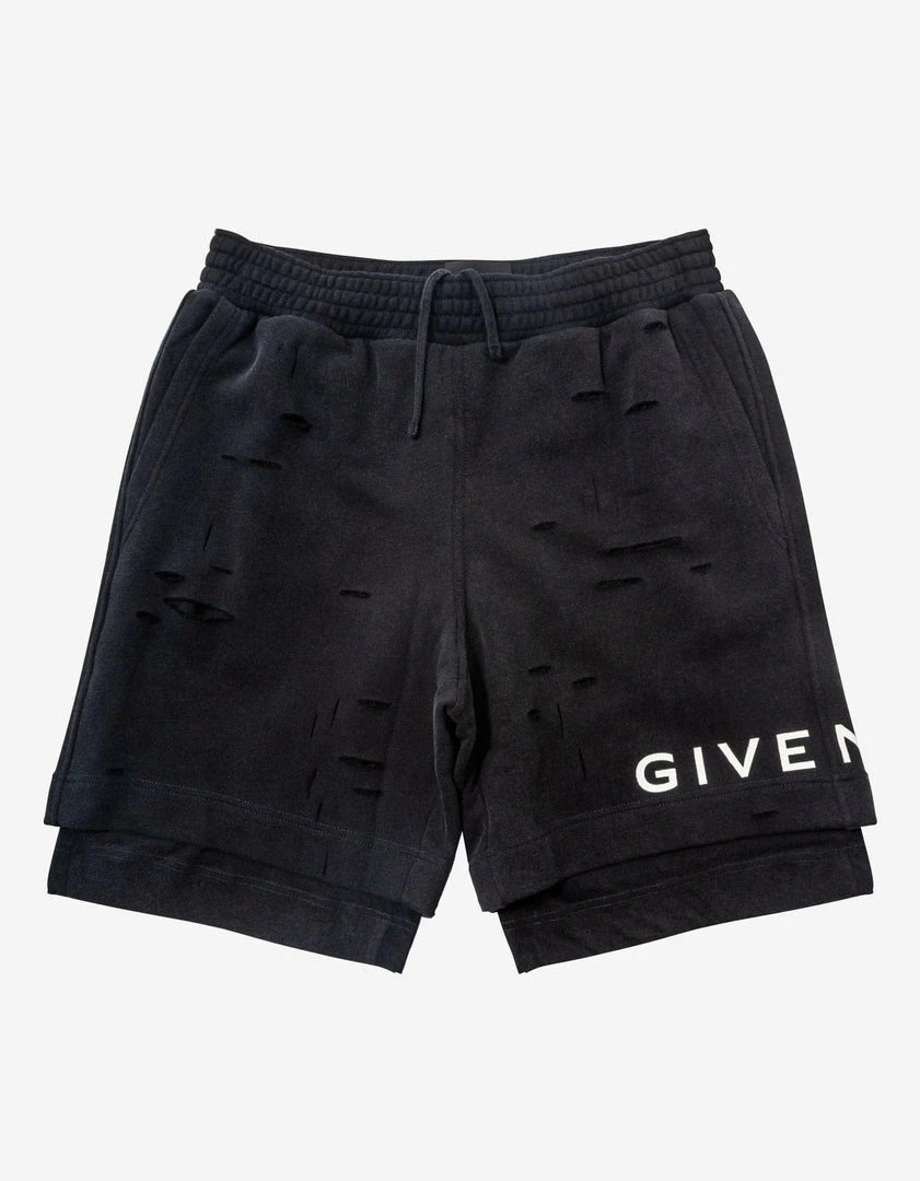 Cheap π Givenchy Black Archetype Logo Destoyed Sweat Shorts Clothing 𧨠3 Givenchy Black Archetype Logo Destoyed Sweat Shorts Clothing