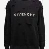 Givenchy Clothing Black Archetype Logo Destroyed Sweatshirt