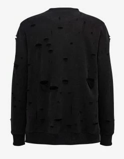Givenchy Clothing Black Archetype Logo Destroyed Sweatshirt
