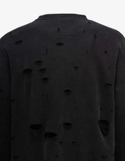 Givenchy Clothing Black Archetype Logo Destroyed Sweatshirt