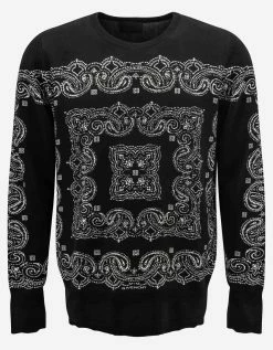 Givenchy Black Bandana Jacquard Silk Sweater Clothing