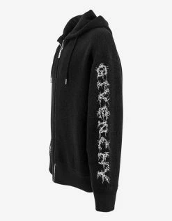 Outlet 🥰 Givenchy Black Bouclé Knit Barbed Wire Zip Hoodie 🌟 18 Givenchy Black Bouclé Knit Barbed Wire Zip Hoodie