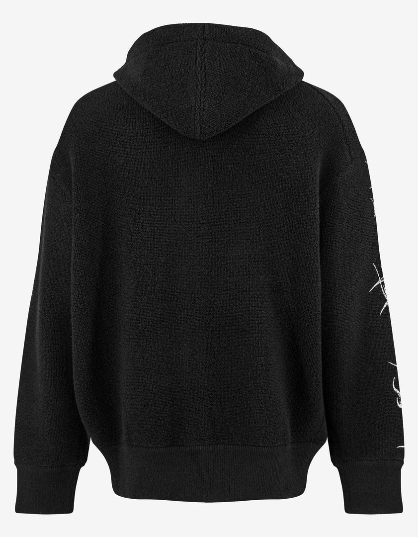 Outlet 🥰 Givenchy Black Bouclé Knit Barbed Wire Zip Hoodie 🌟 7 Givenchy Black Bouclé Knit Barbed Wire Zip Hoodie