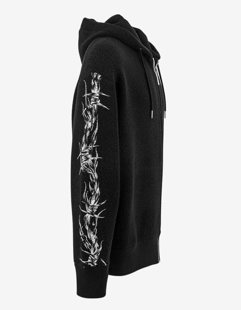 Outlet 🥰 Givenchy Black Bouclé Knit Barbed Wire Zip Hoodie 🌟 11 Givenchy Black Bouclé Knit Barbed Wire Zip Hoodie