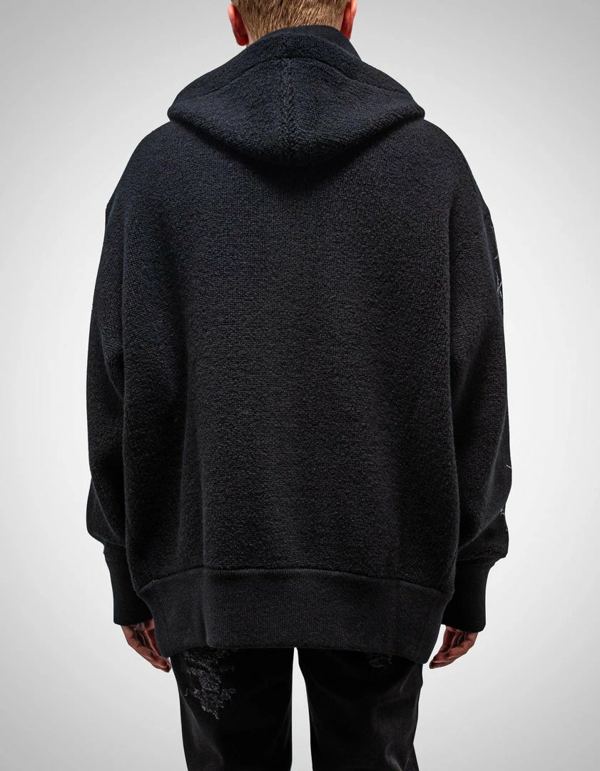 Outlet 🥰 Givenchy Black Bouclé Knit Barbed Wire Zip Hoodie 🌟 6 Givenchy Black Bouclé Knit Barbed Wire Zip Hoodie