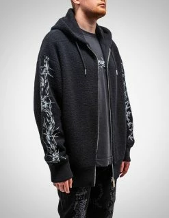 Outlet 🥰 Givenchy Black Bouclé Knit Barbed Wire Zip Hoodie 🌟 13 Givenchy Black Bouclé Knit Barbed Wire Zip Hoodie