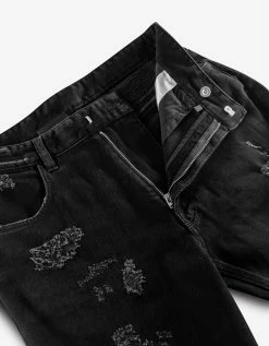 Givenchy Black Destroyed Denim Slim Jeans Clothing