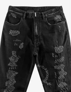 Givenchy Black Destroyed Denim Slim Jeans Clothing