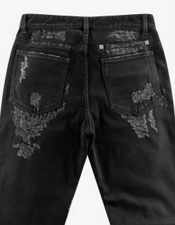 Givenchy Black Destroyed Denim Slim Jeans Clothing