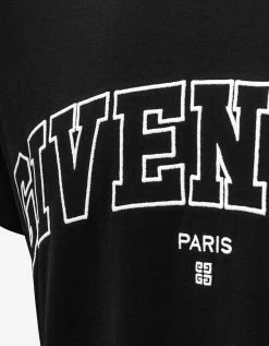 Givenchy Black Embroidered College Logo T-Shirt Clothing