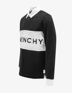 Givenchy Black Embroidered Logo Long Sleeve Polo Shirt Clothing