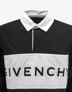 Givenchy Black Embroidered Logo Long Sleeve Polo Shirt Clothing